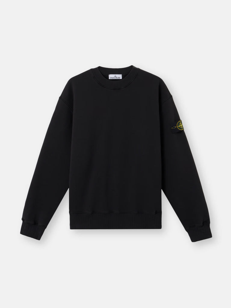 Stone Island - Black crew neck sweatshirt cotton
