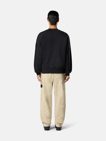 Stone Island - Black crew neck sweatshirt cotton