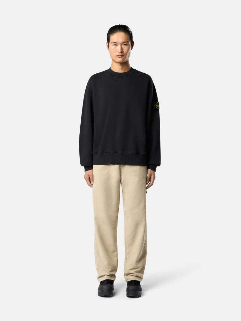 Stone Island - Black crew neck sweatshirt cotton