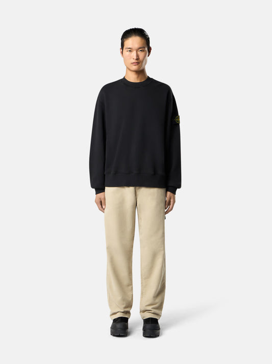Stone Island - Black crew neck sweatshirt cotton