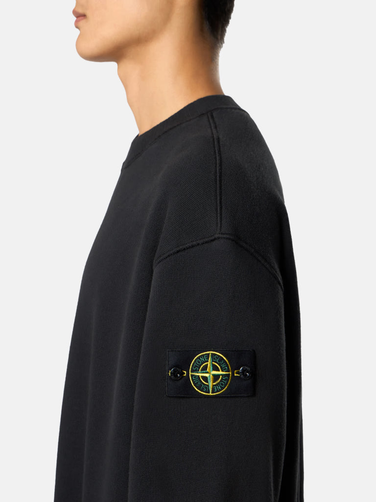 Stone Island - Black crew neck sweatshirt cotton
